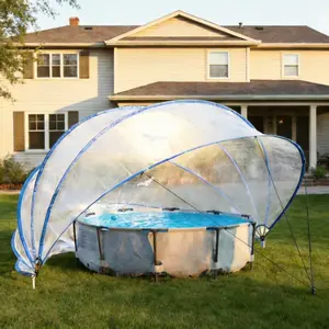 16-foot retractable pool cover, PVC film fiberglass rod pool fence, outdoor swimming pool accessories