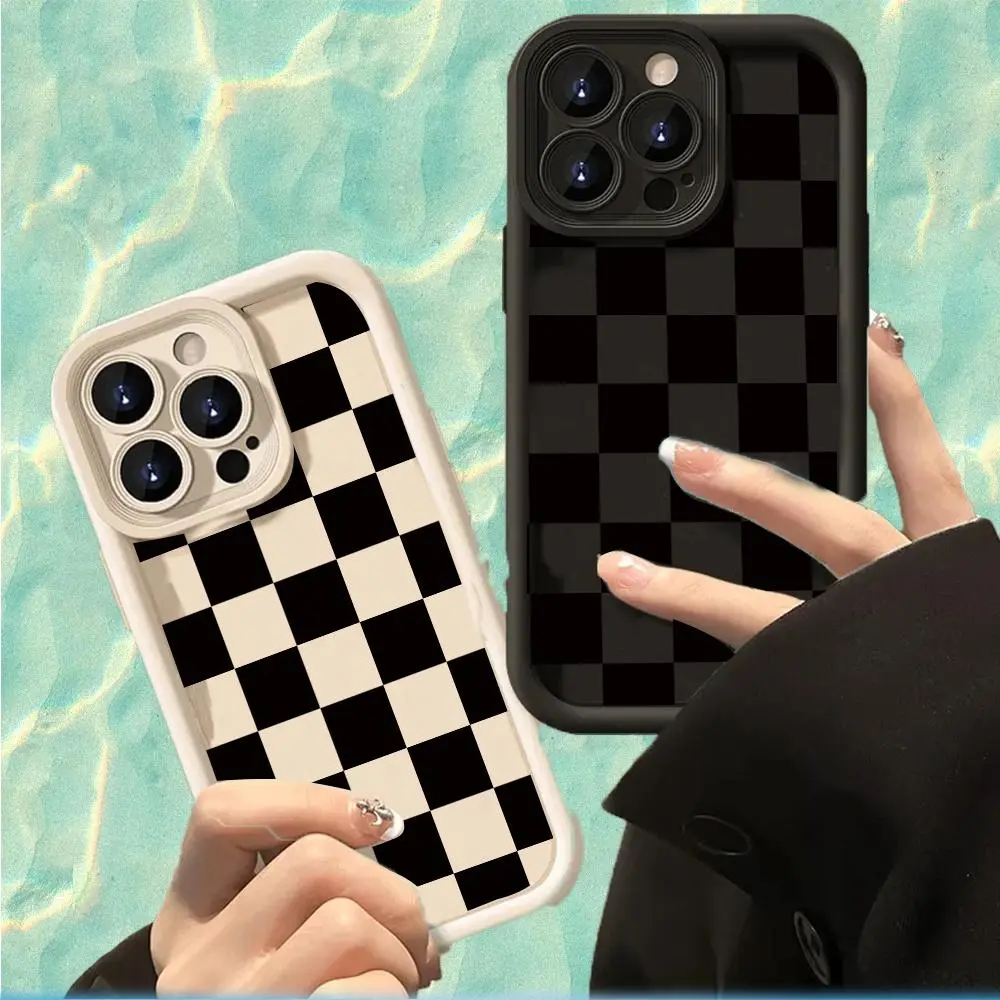 Vintage Retro Checkered Pattern Design-Themed Phone Case, Casing, Protective Phone Case, Smartphone Suitable for iPhone 17/16/15/14/13/12/11 Pro, Plus, Pro Max, Galaxy S24, S23, S22, S21 and Other Series, Shockproof, Lightweight, TPU Material Cellphone, A