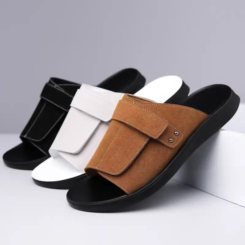 DINAOR Men's Minimalist Slip-On Ankle Sandals - Designer Casual Walking Shoes with Breathable Plastic Strap, Waterproof, Anti-Slip Soft Insole, Anti-Skid Rubber Sole, Open Toe for Outdoor & Daily Wear
