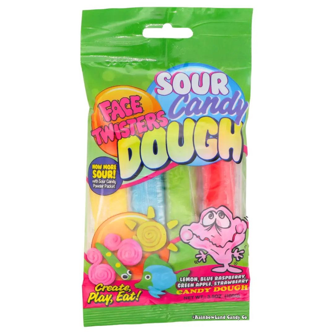 Face Twisters Sour Candy Dough | Stretch, Shape & Eat | 4 Fruity Flavors