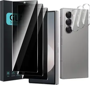 3 Pack  Screen Protector for  Galaxy Z Fold 6 With 3 Pack Camera Lens Protector, Anti Spy Tempered Glass Film, 9H Hardness, Black Protector, Anti-Scratch, Bubble Free