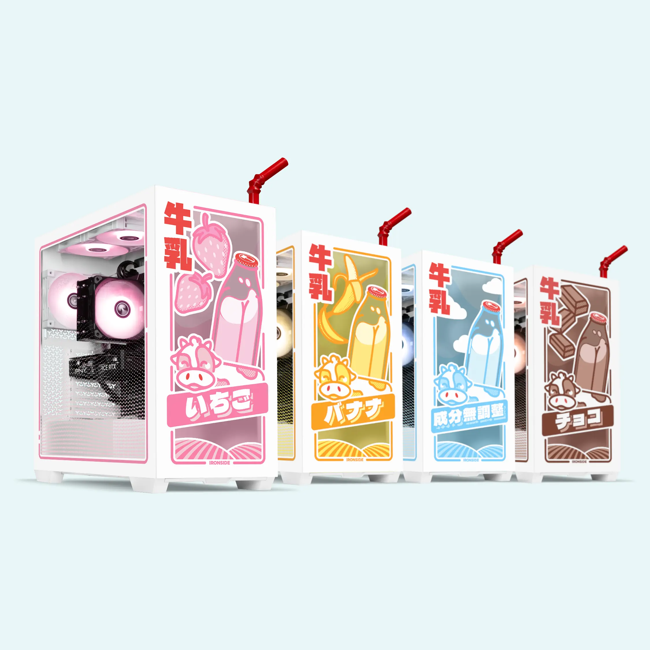 Ironside Computers Milkbox PC Case - Kawaii Milk Carton Design ATX Mid-Tower