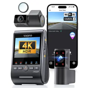 VIOFO A329S 4K 3 Channel Dash Cam, 4K Front + 2K Cabin Fisheye (210°) + 2K Rear, Power Saving Parking Mode, Wi-Fi 6 App Control, All-Channel STARVIS 2 Sensors, Supports up to 4TB SSD Storage