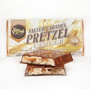 Viral Dubai Style Salted Caramel Pretzel Crème Crush Bar 6.17 oz Crunchy Creamy Milk Chocolate with Salted Caramel Filling