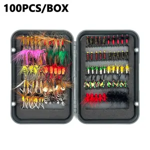 100pcs Fly Fishing Lure Kit, Dry/wet Nymph Streamer Set, Trout Bass Fishing Flies, High-Quality Artificial Insect Baits, Fishing Supplies