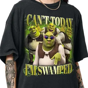 Can't Today I'm Swamped Shirt, Shrek Funny Trending Shirt, Fiona and Shrek Tshirt, Funny Shrek Trending Tee Cotton Menswear