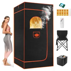 Portable Sauna for Home, Sauna Box Sauna Tent with 3L Steamer, Remote Control, Folding Chair and Cleaning Tool, Full Size Personal Steam Sauna for Home Spa 36 * 36 * 71inch Modern Convenient Design Advanced Safety Design