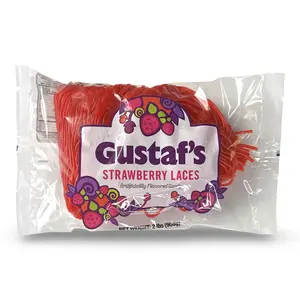 Gustaf's Candy Sweet Licorice Laces Bulk Bags, Strawberry, 2 lb. Gustaf's Candy Sweet Licorice Laces Bulk Bags, Strawberry, 2 lb.