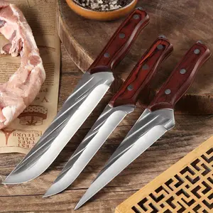 Forging, boning, slaughtering knife, pig killing knife, manganese steel butcher kitchen knife, manual straight knife, killing pig, cattle, sheep and fish, slaughtering knife blade g10 handle