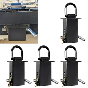 Heavy-Duty Trailer Stake Pocket D Rings with Anti-Loss Cord, Adjustable Stake Pocket Tie Downs for Utility trailers, flatbed trailers and flatbed trucks, 4 Adjustable Holes