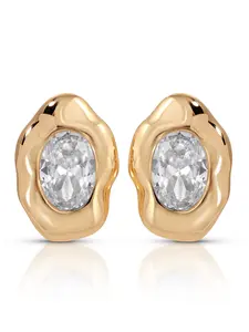 Ettika Molten Glow Crystal Studs 18k Gold Plated Brass Cubic Zirconia Earrings 0.23x0.73x1.05 Inches for Adults