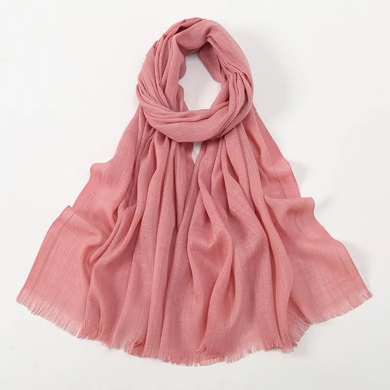 Bamboo Cotton Hijab | Lightweight Breathable Frayed Edge Scarf | Soft Natural Texture | 70×180cm MH208