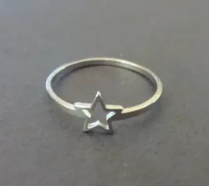 Stainless Steel Silver Star Ring, Silver Star Outline