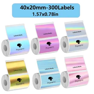 (Not compatible with NIIMBOT machines) 1 roll of 40x20mm thermal label printing film, suitable as birthday and Christmas gift stickers, Sticker Paper, compatible with phomemo M110/M120/M221/P50 and other label machines