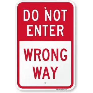 Do Not Enter - Wrong Way Sign Safety Sign 8x12 Tin Metal Signs Road Street Notice Sign Outdoor Decor Caution Signs