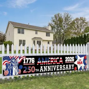 250 Anniversary Banner American 1776-2026 250th Anniversary The Statue of Liberty Balloons Patriotic Party Supplies Home Decorations for Outdoor, Indoor, Yard, Garden, Porch, Lawn