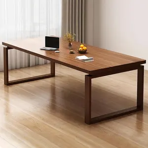 Wooden Extra Long Desk - 71" Double Long Writing Study Table with Solid Wood Legs, 2-Person Computer Workstation for Home and Office Work, Dark Walnut