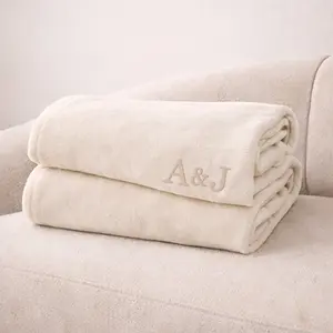 Personalized Embroidered Fleece Blanket – Custom Wedding & Couple Gift