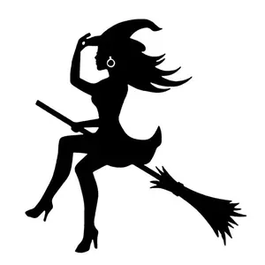 Halloween Car Sticker - Witch on Broom Vinyl Decal for Cars & Motorcycles | Waterproof & Durable Spooky Decoration