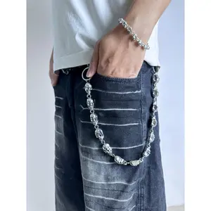 Punk Skull Wallet Chain Goth Chains for Pants Jeans Hip Hop Pocket Chain Unique Style Accessory