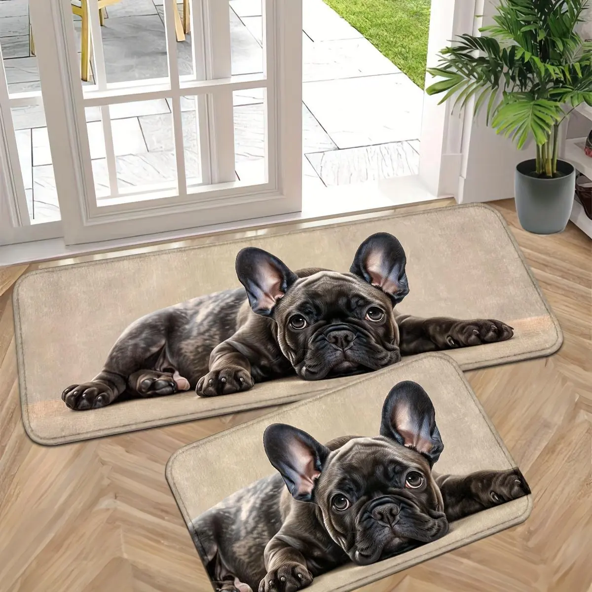 Charming French Bulldog Door Mat - Non-Slip, Machine Washable Entrance Rug for Kitchen, Bathroom & Laundry Room, Novelty Print Doormats, Adorable Look, Entryways
