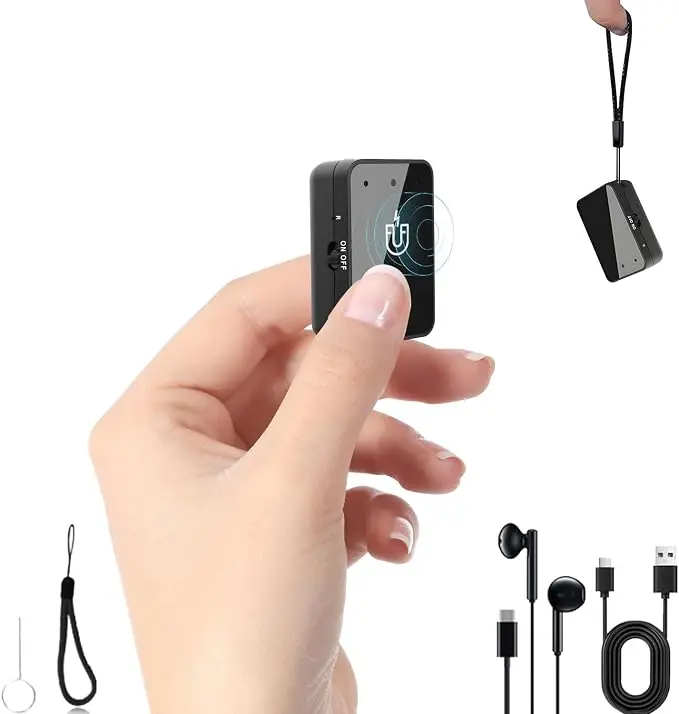 Portable Voice Recorder, AI Noise Reduction, 45H Recording, One-Button Control, Long Battery Life & Large Storage, 16.9g Ultra-Light