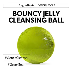 [Ongredients Official Shop] Jeju Green Tea Cleansing Ball 110g / 3.88 oz, Gentle Daily Hydrating Barrier Face Cleanser with Green Tea, Smoothing, Jelly Ball Cleanser for All Skin Types, pH-balanced, Korean Skincare