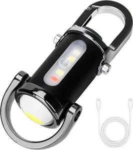 Rechargeable Keychain Flashlights, 400 Lumens EDC Mini Flashlights, COB Keychain Work Light Flashlights 5 Light Modes, Bright Mini Keychain Light for Walking, Searching and Hiking