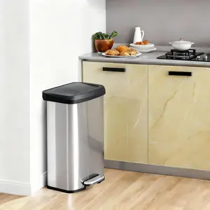 21 Gallon/80 Liter Kitchen Trash Can with Lid, Stainless Steel Garbage Can with Soft-Close Lid & Foot Pedal