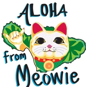 Maui Hawaii Meowie Lucky Cat Sticker Japanese Design Aloha from Island of Maui