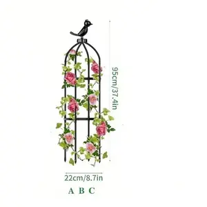 Adjustable Height Garden Climbing Plant Trellis Support, Detachable Cylinder Shape Fence, Decorative Garden Fences for Indoor Outdoor Roses Vines Tomatoes Potted Plants Decorative Topper, Tomato Trellis Planter