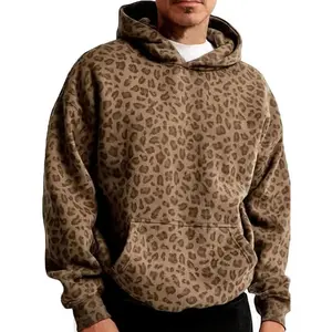 Unisex Leopard Print Hoodie - Comfortable Mixed Casual Sweatshirt with Front Pocket, Loose Fit, Suitable for Skateboarding, Travel, and Autumn/Winter Fashion