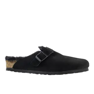 BIRKENSTOCK Womens Boston Shearling Suede Leather Clogs Casual - Black BIRKENSTOCK Womens Boston Shearling Suede Leather Clogs Casual - Black