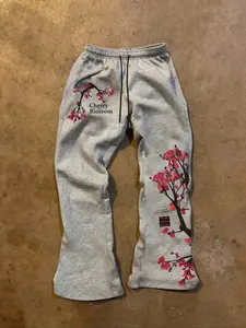 Women's Summer Casual Cherry Sakura Print Pants, Simple Versatile Drawstring Fitted Sweatpants, Ideal for Spring Autumn Outdoor Activities