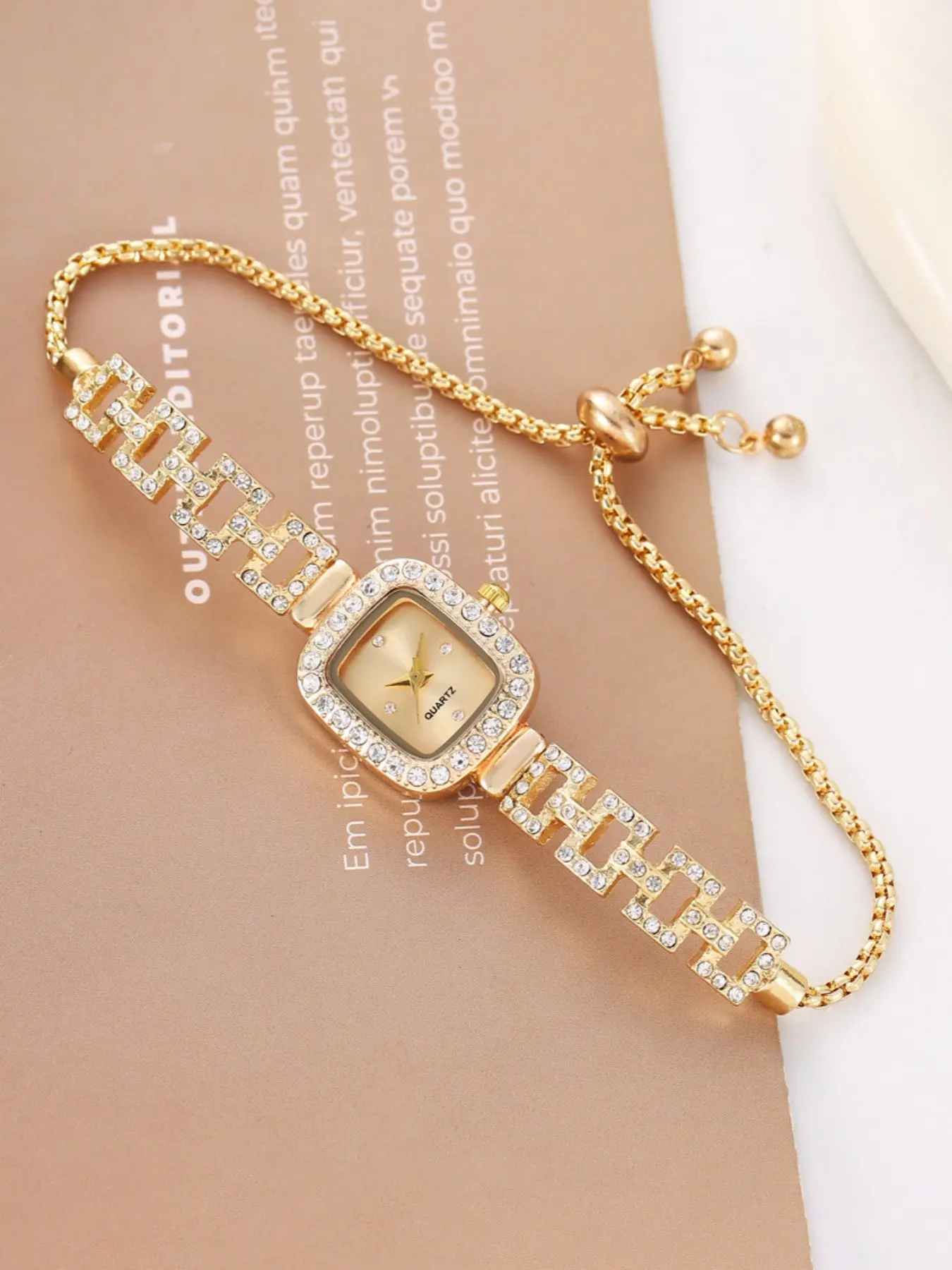 Women's Fashion Korean Style New Elegant Square Dial Small Design High Aesthetic Quartz Watch, Analog Face, Alloy Case, Button Cell Battery, Square Wristwatch
