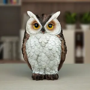 Creative upright owl ornament, resin simulation animal craft, cute bird-repellent garden decoration for succulents