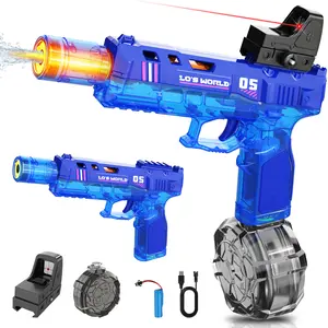 Electric Water Gun for Kids & Adults, Automatic Water Blaster with LED Lights, Long Range 28-32 FT Squirt Gun, High Capacity Water Soaker for Outdoor Summer Beach Pool Toys, Boys Girls Ages 3-12