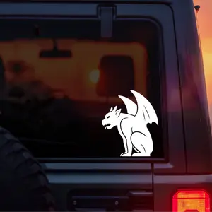 Gargoyle Silhouette Vinyl Car Decal – Gothic Guardian Statue Sticker with Left or Right Facing Options for Car Window Laptop Tumbler – Dark Fantasy Goth Architecture Aesthetic