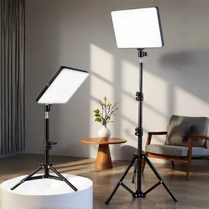 10 Inch Selfie Square Fill Light with 43 Inch Flexible Tripod Stand, Adjustable Three Color LED Lighting, LED Fill Lights for Live Streaming, Video Meetings, Vlogging