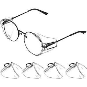 2 Pairs Safety Glasses Side Shields, Transparent Pc Protective Eyewear Clip-on Side Shields for Eye Protection, Lightweight and to Install, Fits Sunglasses and Regular Glasses