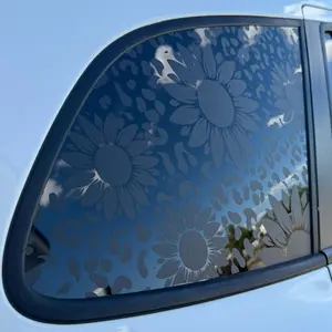DC Prints Sunflower Leopard Print Car Decal for Vinyl Window Decal - Removable, Not Reusable, Water-Resistant, Suitable for Extreme Weather Conditions, decals for trucks