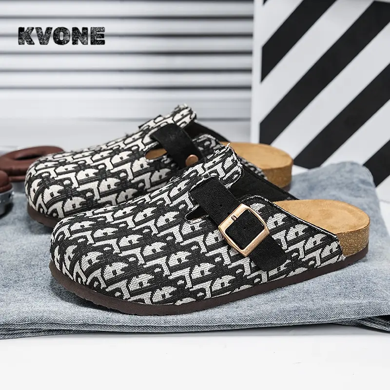 KVONE unisex high-quality non-slip slippers, comfortable satin clogs with adjustable straps, flat buckle-style mules that support the arch, casual home slippers, medium-width design, non-slip outdoor shoes, stylish casual footwear—an ideal gift choice.