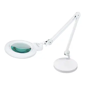 Neatfi XL Bifocal LED Magnifying Lamp with Base – 7-Inch Acrylic Lens, 2.25x & 6x Magnification, 1,600 Lumens, Dimmable LED, Adjustable Arm, Hands-Free Close Work