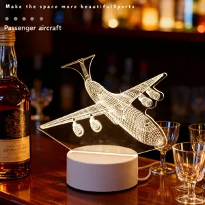 1pc Airplane & Jet Engine LED Acrylic Night Light, USB Powered Table Lamp, Indoor Decoration, Led Home Decor, Ideal Gift for Aviation Enthusiasts
