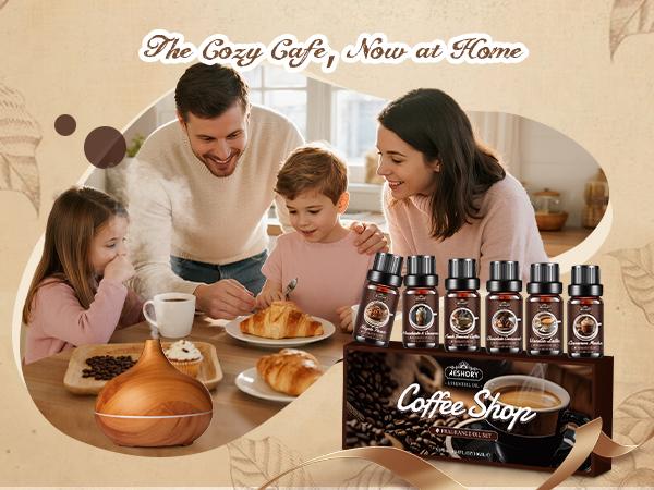 Coffee Diffuser Oils Gift Set - 6x10ML Luxury Fragrance Oil Blend, Coffee Scent Essential Oils Set for Diffuser, Candle, Soap Making Scents