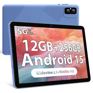 POWMUS 10.1 Inch Android 15 Tablet, Octa-Core Processor, HD IPS Display, Widevine L1 & Netflix HD Support, Essential Bundle with Case, Stylus, Cable & Earphones, 5G WiFi, 8000mAh Battery, Portable Tablet PC for Streaming, Study & Work - Black Digital Wire