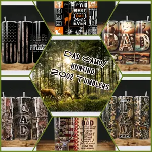 Dad Camo/Deer/Hunting 20oz Skinny Tumbler Father's Day