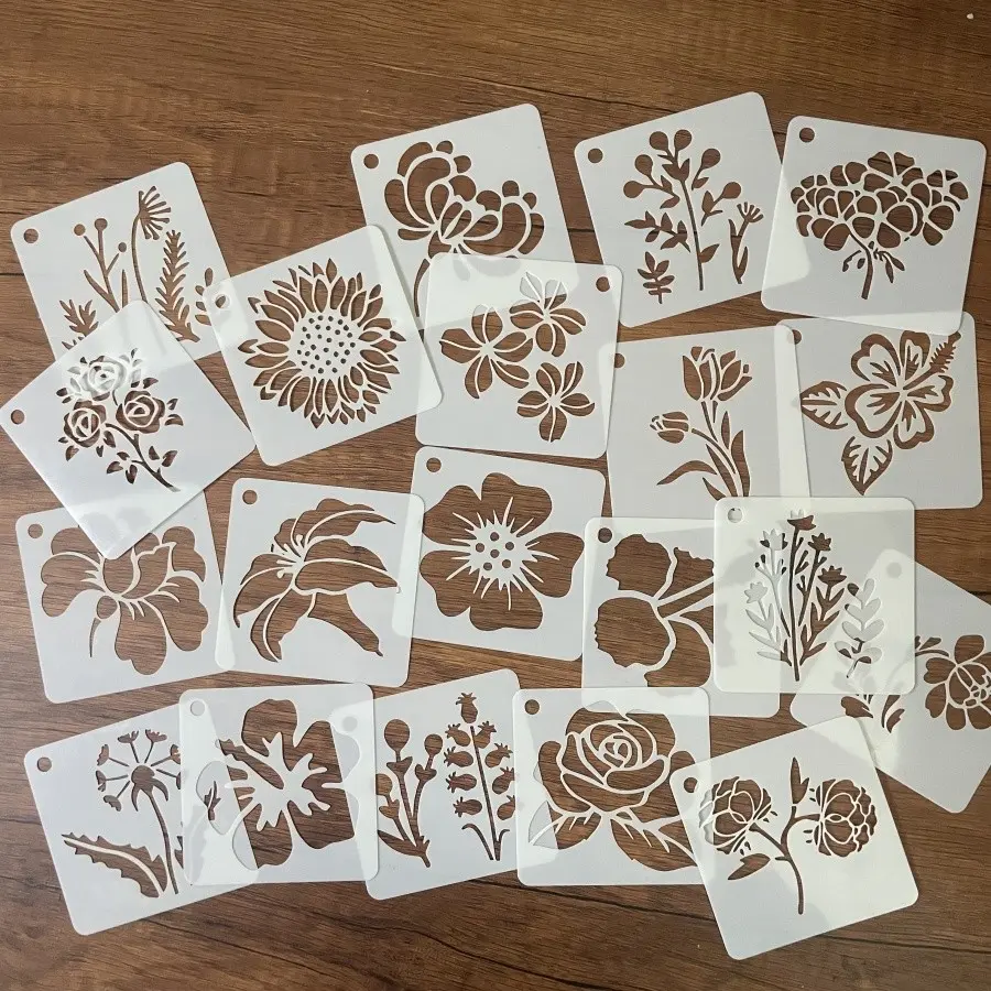 20-Piece Floral & Plant Painting Templates, Reusable Wooden Wall Art Set, DIY Craft Supplies, Art Crafting Kit, Art Materials, Arts Crafts Supplies, Perfect for Creative Projects
