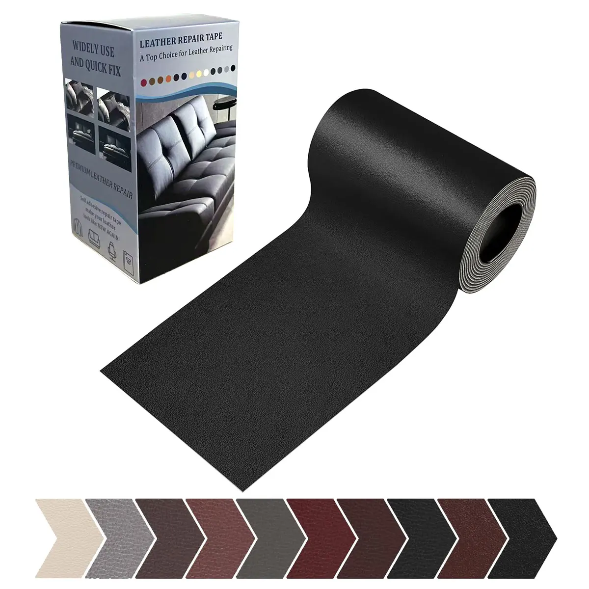 Leather Repair Tape Kit, Self-Adhesive 4x63in/20x54in, Durable, Waterproof, Wear-Resistant, Flexible, Seamless Quick Easy Application for Couch Furniture, Automotive Repair, Seamless Repair