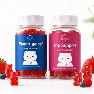 DrBuma Berry Gummies 2-Bottle Bundle, 60 Count Each, Red Bear Shape Gummies, Blue Pink Clear Jar Pack, Berry Flavor Chewable Dietary Supplement, Pectin Based Formula, Travel Friendly Twin Pack